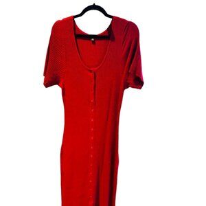 Torrid women’s burgundy Midi Rib Knit Snap Front Set Sleeve Dress plus sz 2